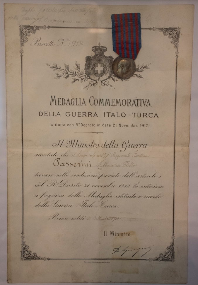 Caporale Passerini Albino - Medaglia Commemorativa Della Guerra Italo Turca